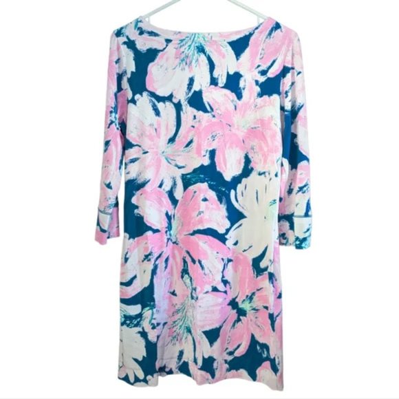 Lilly Pulitzer Sophie Dress Womens Medium Tidal Wave Pans Garden Boatneck Shift - Picture 3 of 6